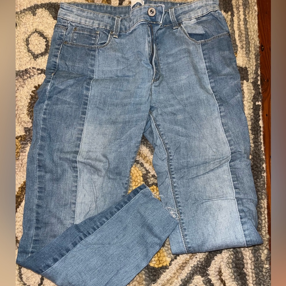 Multi colored blue jeans